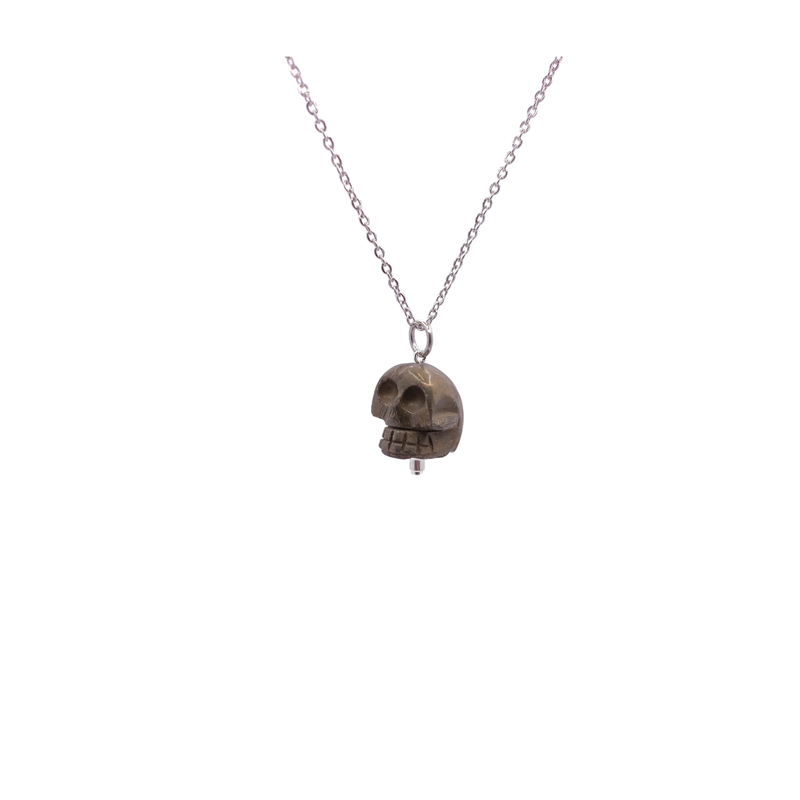 Collier et pendule - Crâne en Pyrite