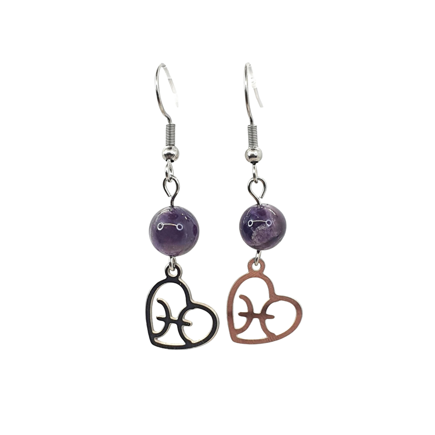 Boucles d&#39;oreilles Astro - Poisson - Améthyste