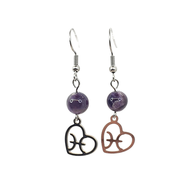 Boucles d&#39;oreilles Astro - Poisson - Améthyste