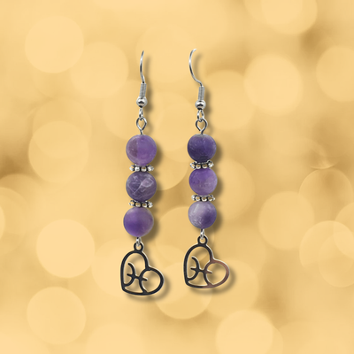 Boucles d'oreilles Astro - Poisson - Améthyste