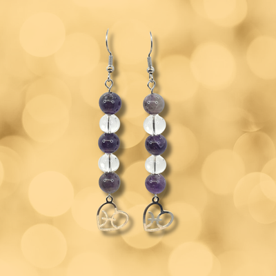 Boucles d'oreilles Astro - Poisson - Améthyste & Cristal de roche