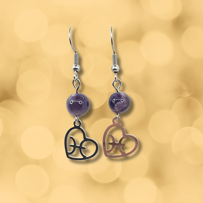 Boucles d'oreilles Astro - Poisson - Améthyste