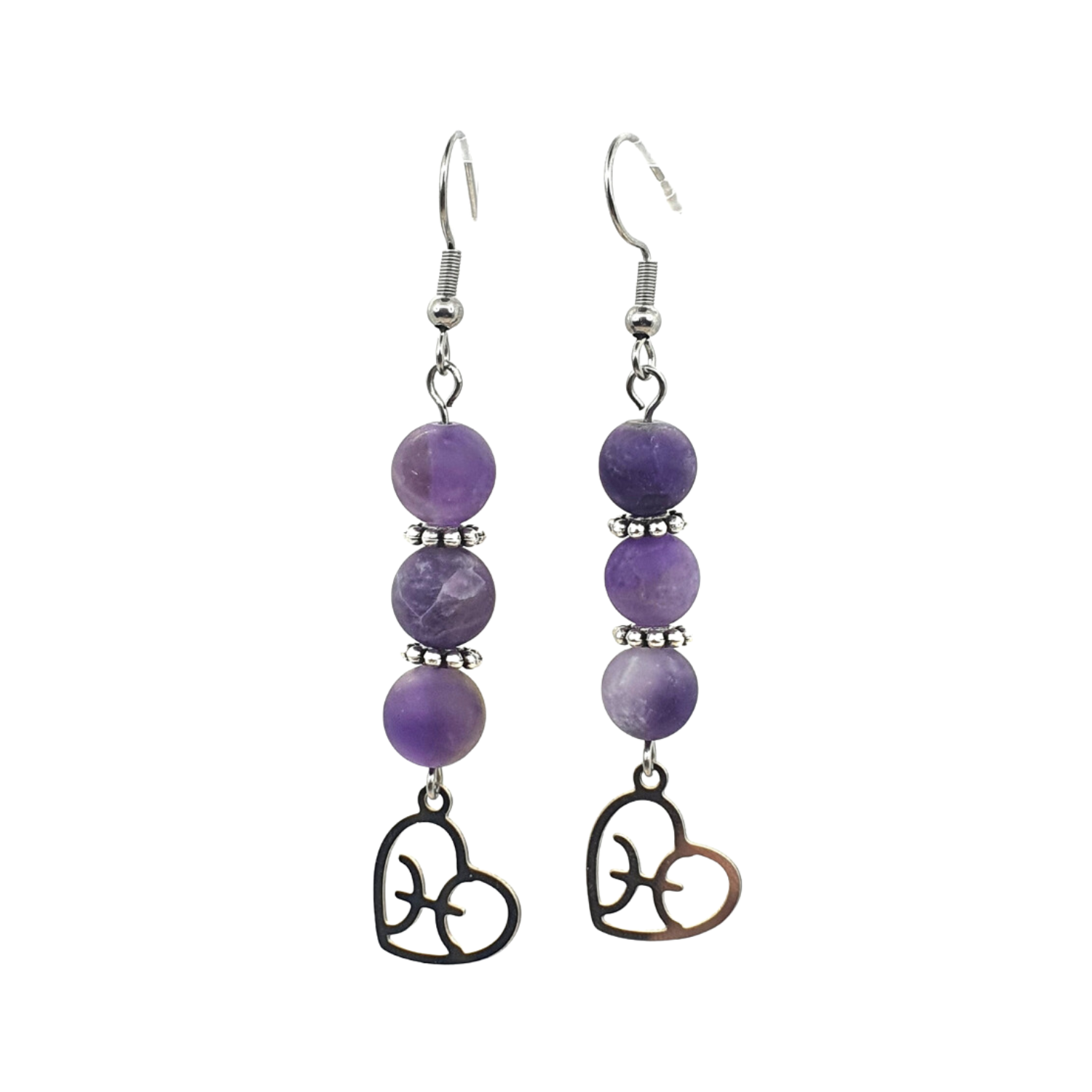 Boucles d&#39;oreilles Astro - Poisson - Améthyste