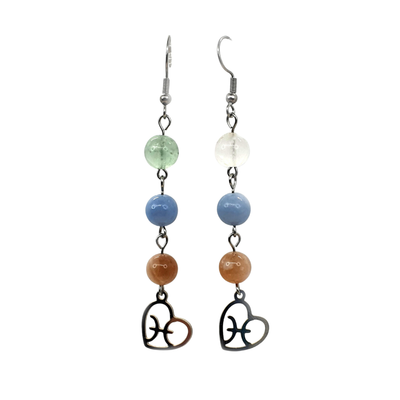 Boucles d&#39;oreilles Astro - Poisson - Fluorite, Angélite &amp; Pierre de lune