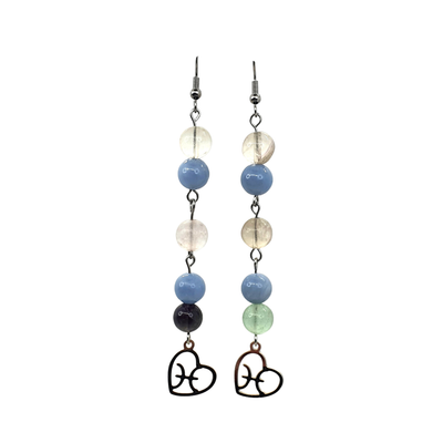 Boucles d&#39;oreilles Astro - Poisson - Fluorite &amp; Angélite
