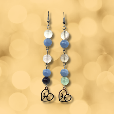 Boucles d'oreilles Astro - Poisson - Fluorite &amp; Angélite