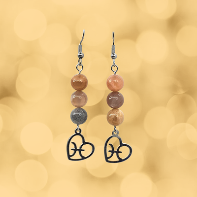 Boucles d'oreilles Astro - Poisson - Pierre de lune