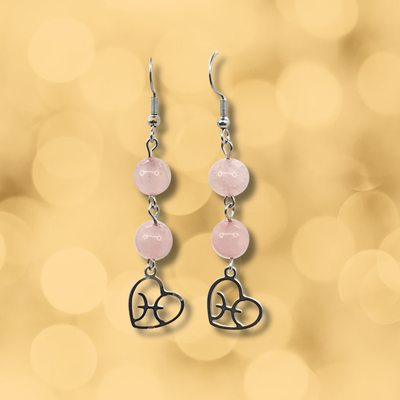 Boucles d'oreilles Astro - Poisson - Quartz Rose