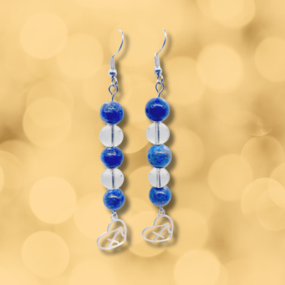 Boucles d'oreilles Astro - Sagittaire - Lapis Lazuli &amp; Cristal de roche