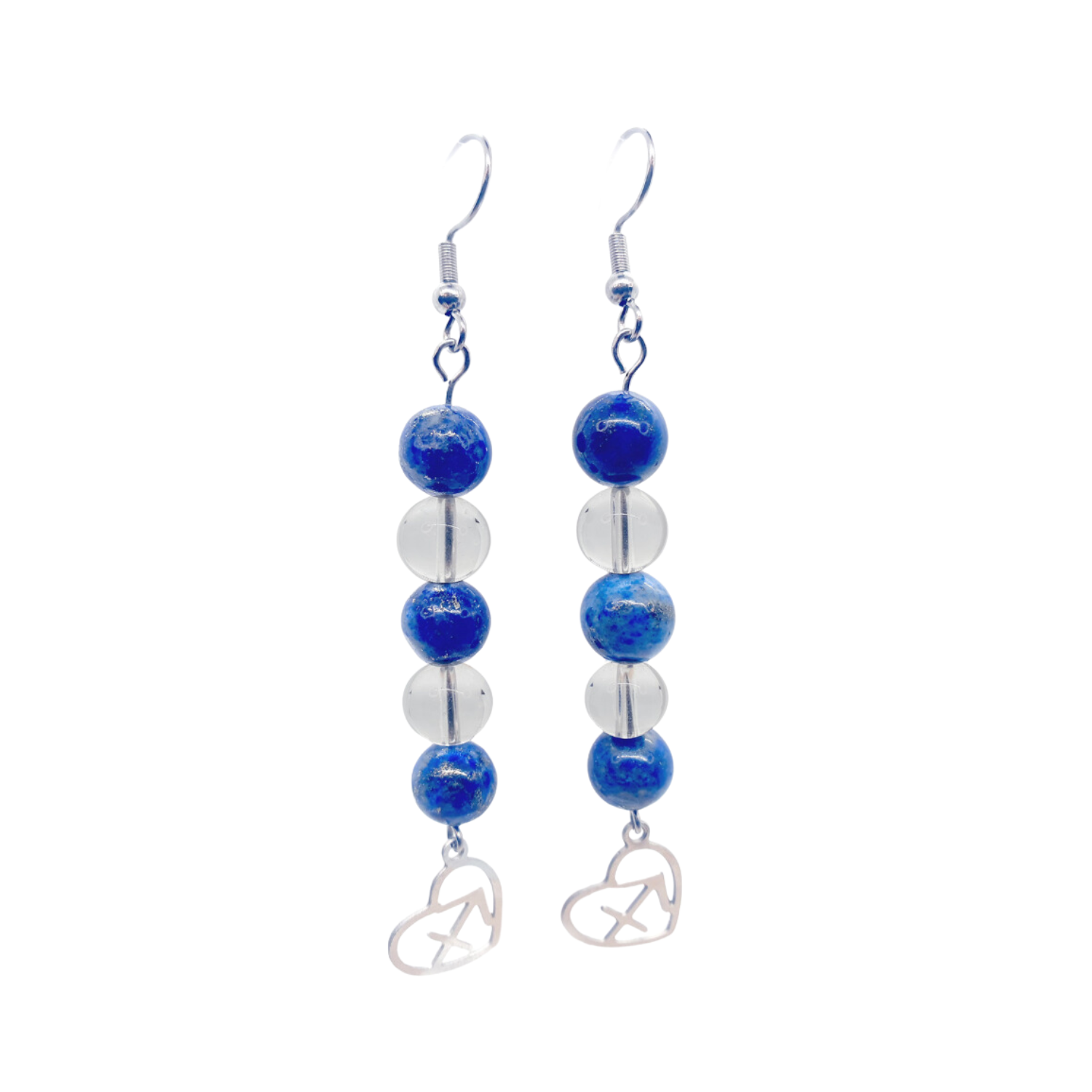 Boucles d&#39;oreilles Astro - Sagittaire - Lapis Lazuli &amp; Cristal de roche