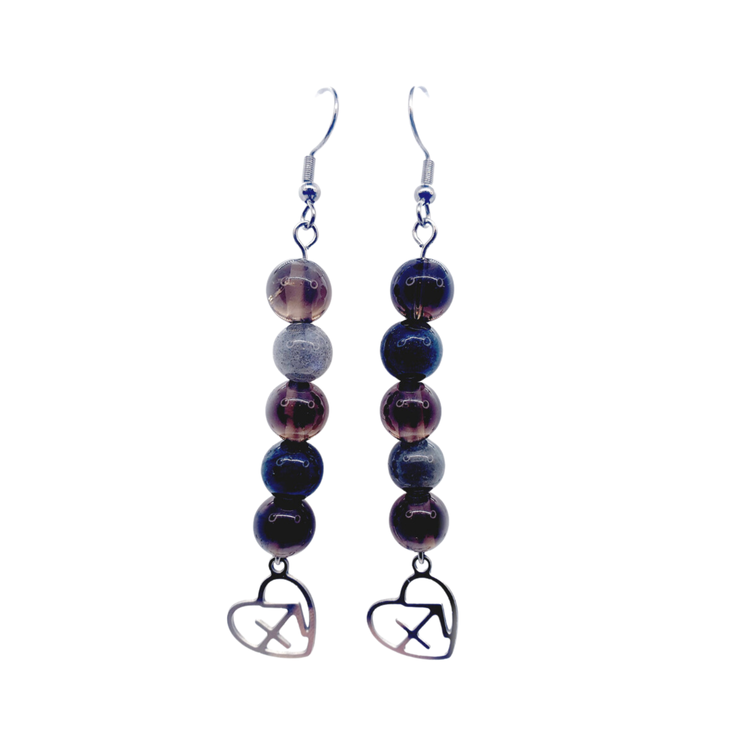 Boucles d&#39;oreilles Astro - Sagittaire - Quartz fumé &amp; Labradorite