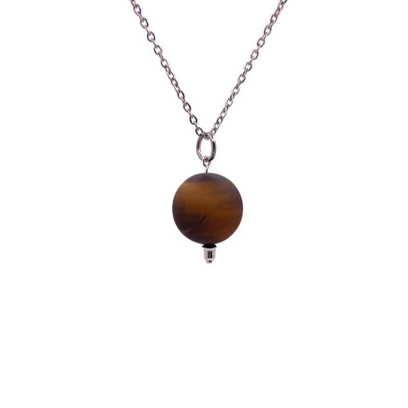 Collier et pendule - Oeil-de-tigre mat