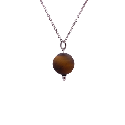 Collier et pendule - Oeil-de-tigre mat