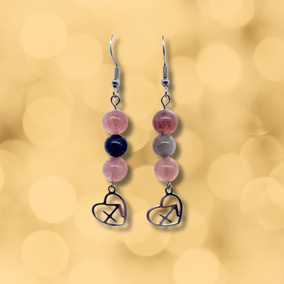 Boucles d'oreilles Astro - Sagittaire - Quartz fumé &amp; Quartz hématoïde