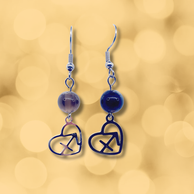Boucles d'oreilles Astro - Sagittaire - Quartz fumé mat