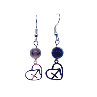 Boucles d&#39;oreilles Astro - Sagittaire - Quartz fumé mat