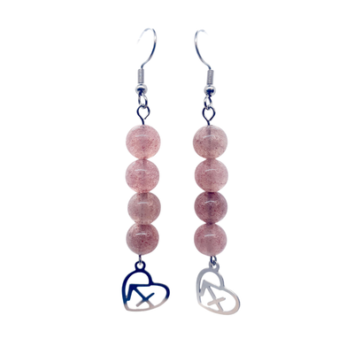 Boucles d&#39;oreilles Astro - Sagittaire - Quartz hématoïde
