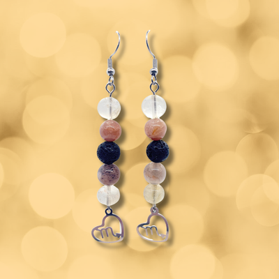 Boucles d'oreilles Astro - Scorpion - Citrine, Pierre de lune &amp; Pierre de lave
