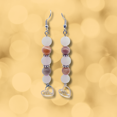 Boucles d'oreilles Astro - Scorpion - Quartz rose et Pierre de Lune