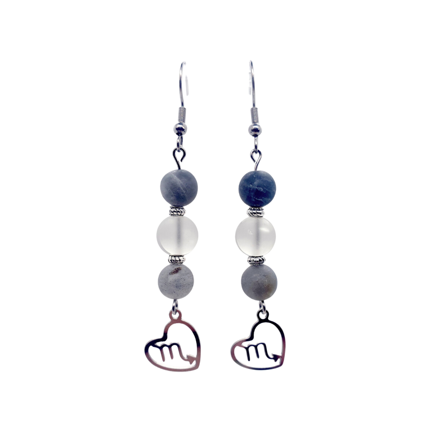 Boucles d&#39;oreilles Astro - Scorpion - Labradorite &amp; Cristal de roche
