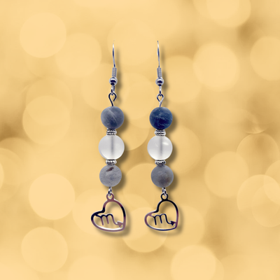 Boucles d'oreilles Astro - Scorpion - Labradorite &amp; Cristal de roche