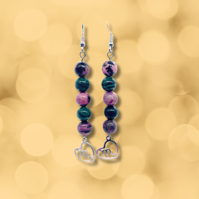 Boucles d'oreilles Astro - Scorpion - Rhodonite et Malachite