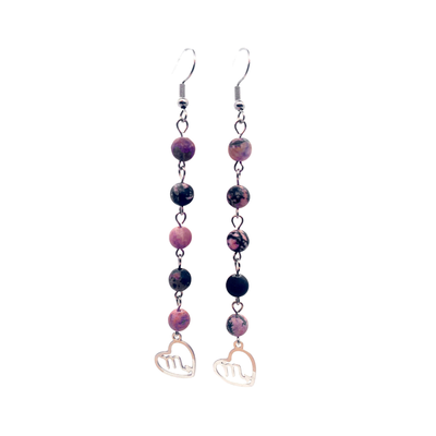 Boucles d&#39;oreilles Astro - Scorpion - Rhodonite