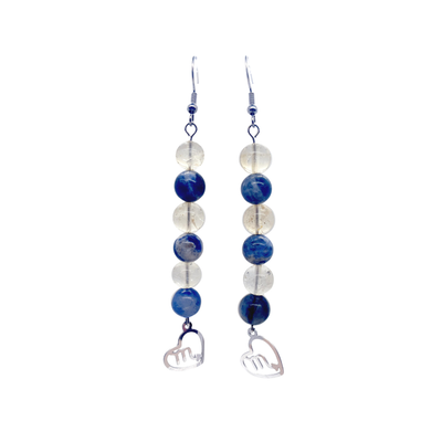 Boucles d&#39;oreilles Astro - Scorpion - Sodalite &amp; Citrine