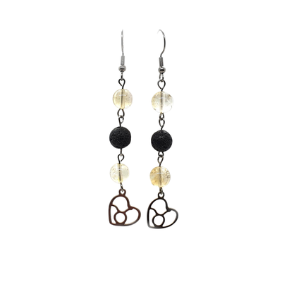 Boucles d&#39;oreilles Astro - Taureau - Citrine et pierre de lave