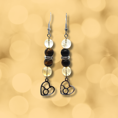 Boucles d'oreilles Astro - Taureau - Citrine et oeil de tigre