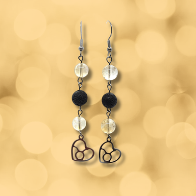 Boucles d'oreilles Astro - Taureau - Citrine et pierre de lave