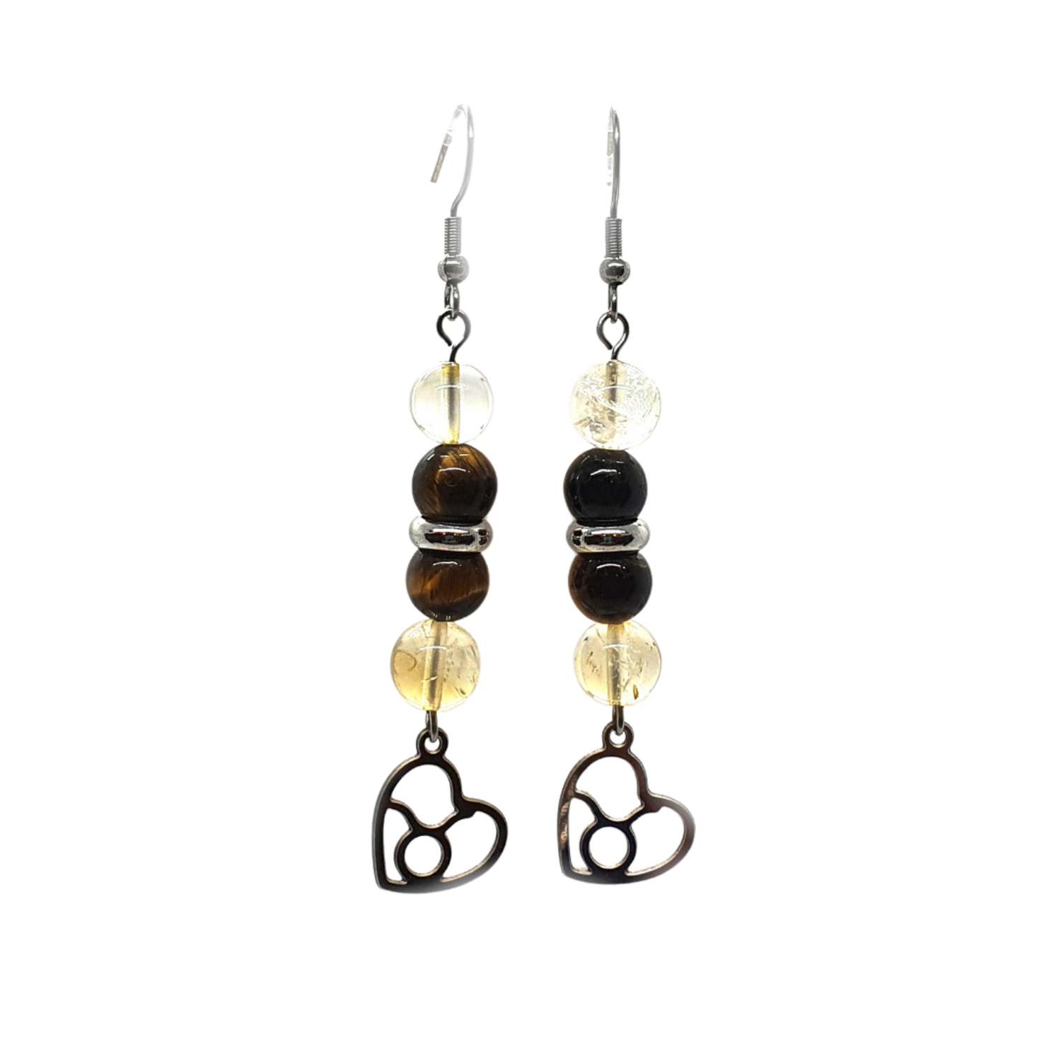Boucles d&#39;oreilles Astro - Taureau - Citrine et oeil de tigre