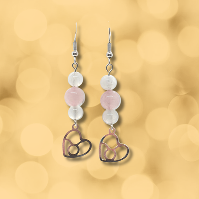 Boucles d'oreilles Astro - Taureau - Sélénite et quartz rose