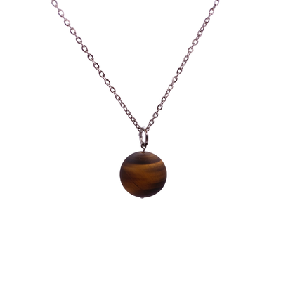 Collier et pendule - Oeil-de-tigre mat