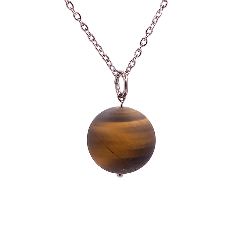 Collier et pendule - Oeil-de-tigre mat