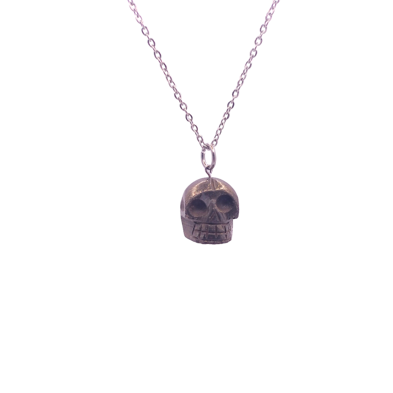 Collier et pendule - Crâne en Pyrite