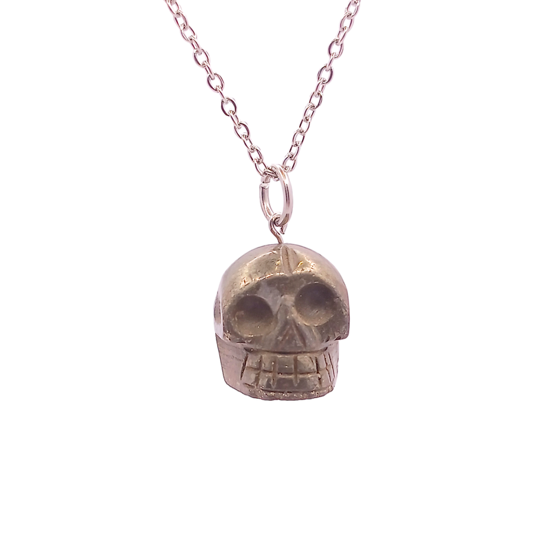 Collier et pendule - Crâne en Pyrite