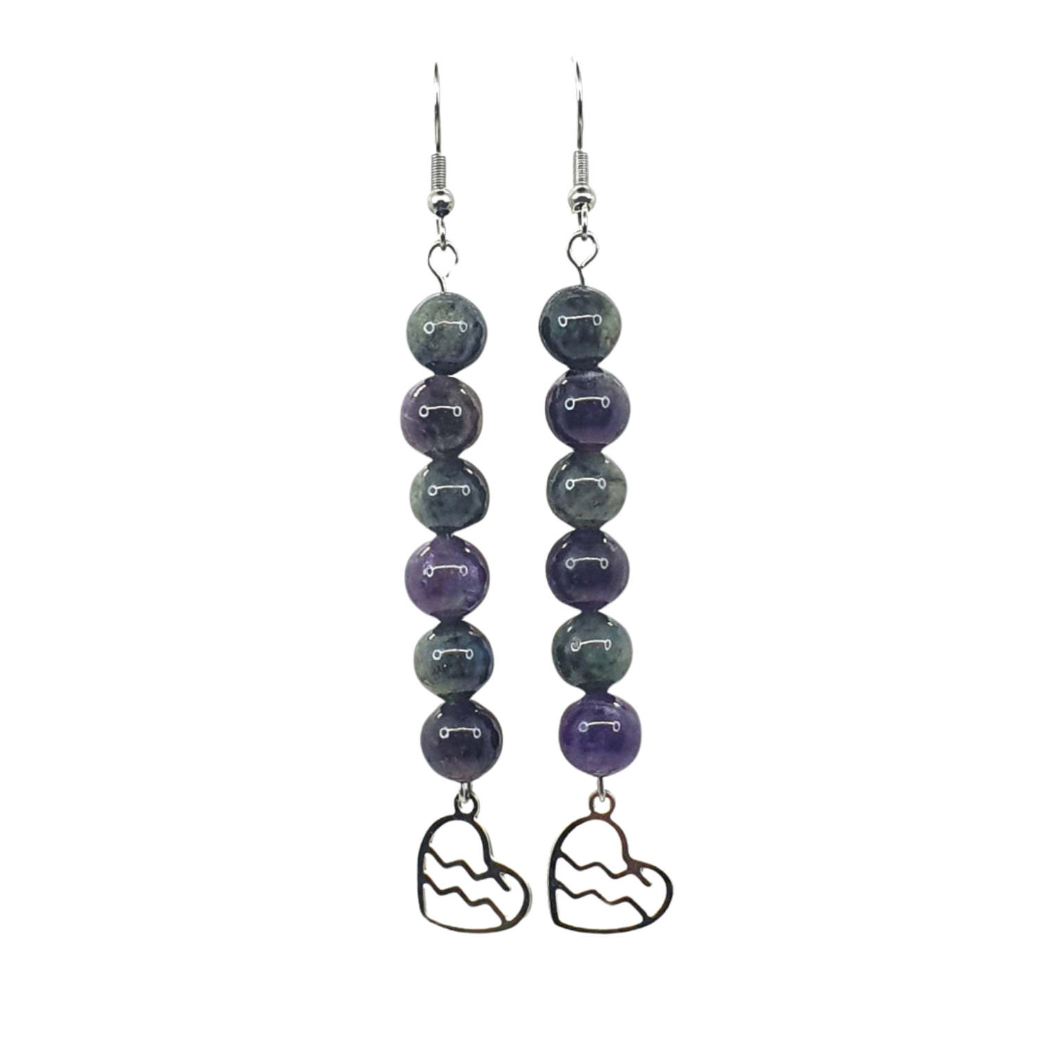 Boucles d&#39;oreilles Astro - Verseau - Labradorite et améthyste
