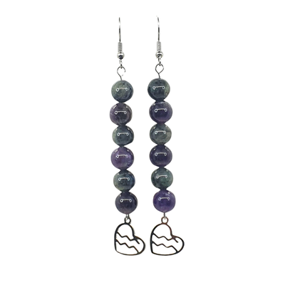 Boucles d&#39;oreilles Astro - Verseau - Labradorite et améthyste