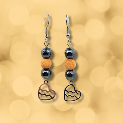 Boucles d'oreilles Astro - Verseau - Hématite et cèdre