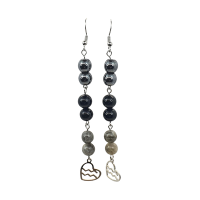Boucles d&#39;oreilles Astro - Verseau - Labradorite, tourmaline et Hématite