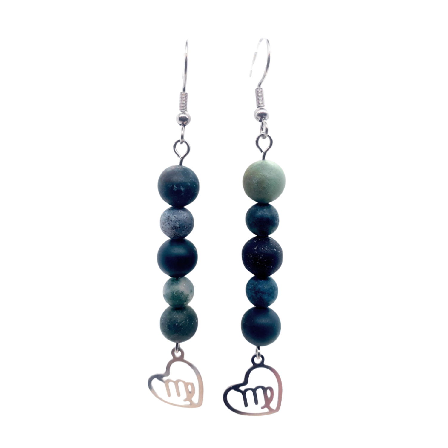 Boucles d&#39;oreilles Astro - Vierge - Agate Mousse mat