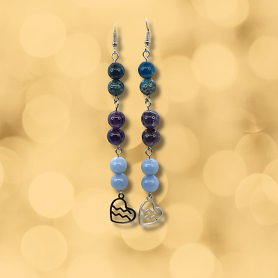 Boucles d'oreilles Astro - Verseau - Labradorite, améthyste et angélite