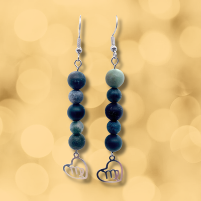 Boucles d'oreilles Astro - Vierge - Agate Mousse mat