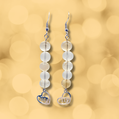Boucles d'oreilles Astro - Vierge - Citrine et cristal de roche mat