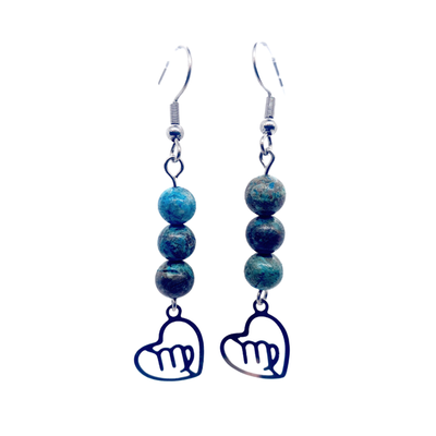 Boucles d&#39;oreilles Astro - Vierge - Chrysocolle naturelle teintée