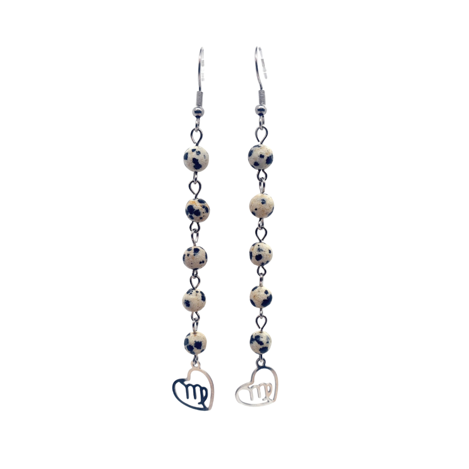 Boucles d&#39;oreilles Astro - Vierge - Jaspe Dalmatien