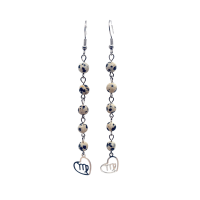 Boucles d&#39;oreilles Astro - Vierge - Jaspe Dalmatien