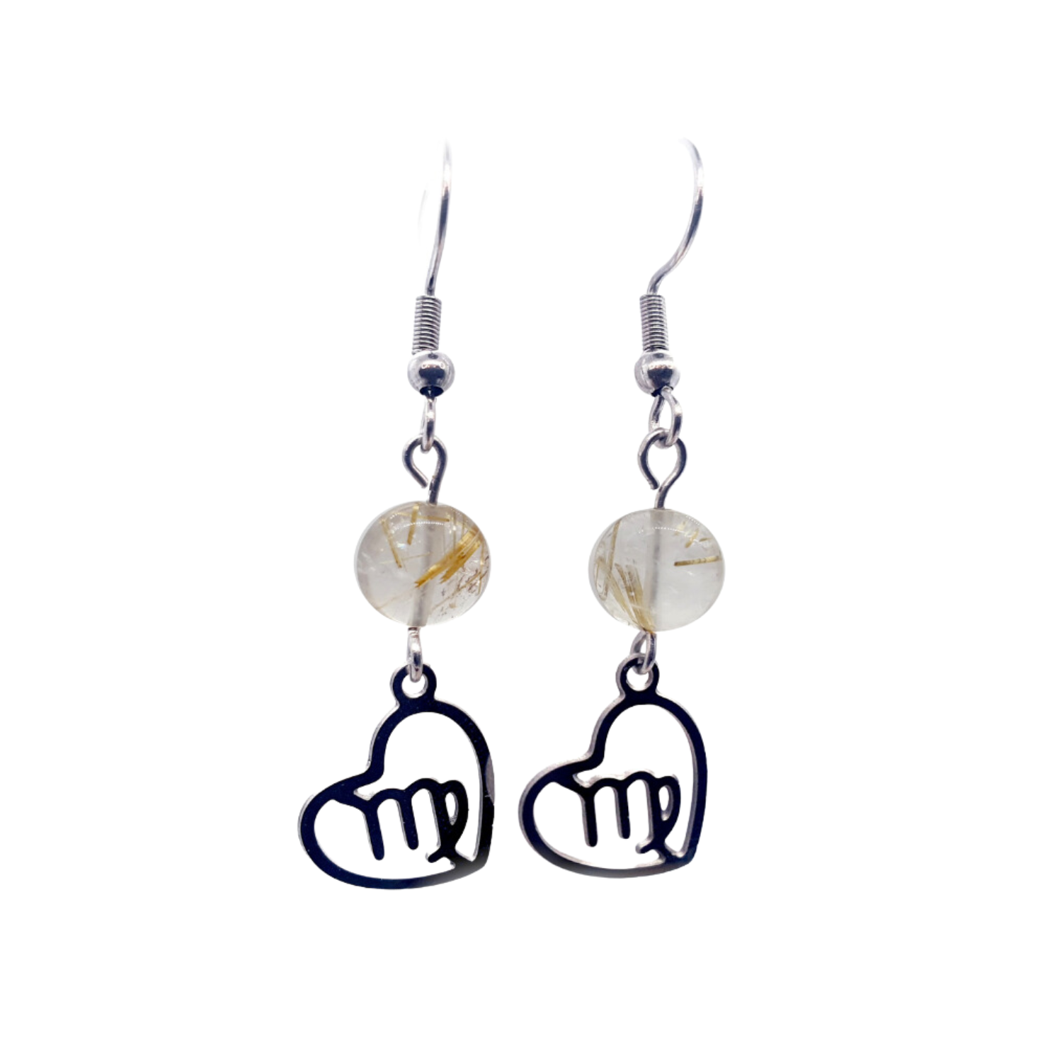 Boucles d&#39;oreilles Astro - Vierge - Quartz Rutile