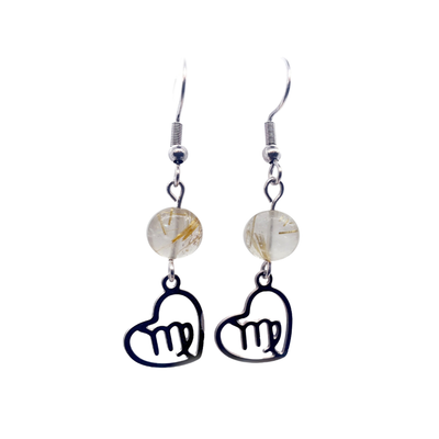 Boucles d&#39;oreilles Astro - Vierge - Quartz Rutile
